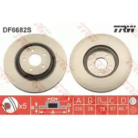 TRW Bromsskiva DF6682S fram, ventilerad, 1 Stycke