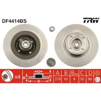 TRW Bromsskiva DF4414BS bak, full, 1 Stycke