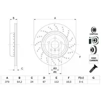 Bosch Bromsskiva 0 986 479 G13 bak, ventilerad, höggradigt förkolnad, 1 Stycke