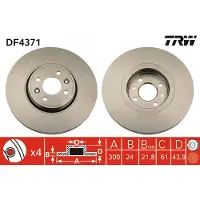 TRW Bromsskiva LUC DF4371 fram, ventilerad, 1 Stycke