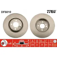 TRW Bromsskiva DF6010 fram, ventilerad, 1 Stycke