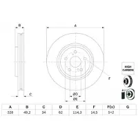 Bosch Bromsskiva 0 986 479 H04 fram, ventilerad, höggradigt förkolnad, 1 Stycke