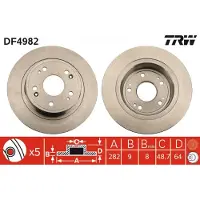 TRW Bromsskiva DF4982 bak, full, 1 Stycke