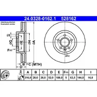 Ate Bromsskiva PowerDisc 24.0328-0162.1, 1 Stycke