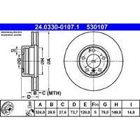 Ate Bromsskiva Power Disc 24.0330-0107.1, 1 Stycke
