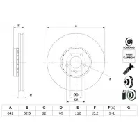 Bosch Bromsskiva 0 986 479 H41 fram, ventilerad, höggradigt förkolnad, 1 Stycke