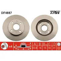 TRW Bromsskiva DF4887 fram, ventilerad, 1 Stycke