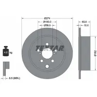Textar Bromsskiva 92262003 bak, full, 1 Stycke