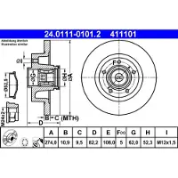 Ate Bromsskiva 24.0111-0101.2 bak, full, 1 Stycke