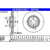 Ate Bromsskiva Power Disc 24.0325-0142.1, 1 Stycke