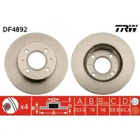 TRW Bromsskiva DF4892 fram, ventilerad, 1 Stycke