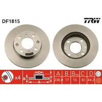 TRW Bromsskiva DF1815 fram, ventilerad, 1 Stycke