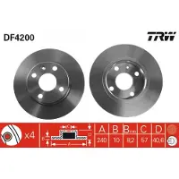 TRW Bromsskiva DF4200 bak, full, 1 Stycke