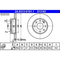 Ate Bromsskiva Power Disc 24.0313-0161.1, 1 Stycke