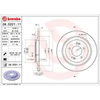 Brembo Bromsskiva 08D22111 bak, full, höggradigt förkolnad, 1 Stycke