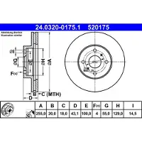 Ate Bromsskiva PowerDisc 24.0320-0175.1, 1 Stycke