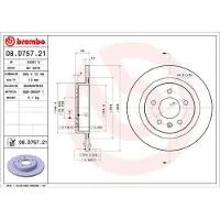 Brembo Bromsskiva 08D75721 bak, full, 1 Stycke