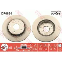 TRW Bromsskiva DF6684 fram, ventilerad, 1 Stycke