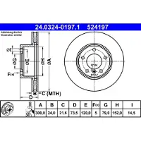 Ate Bromsskiva PowerDisc 24.0324-0197.1, 1 Stycke