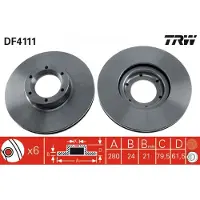 TRW Bromsskiva DF4111 fram, ventilerad, höggradigt förkolnad, 1 Stycke