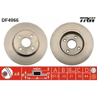 TRW Bromsskiva DF4966 fram, ventilerad, 1 Stycke