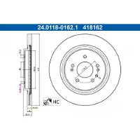 Ate Bromsskiva 24.0118-0162.1, 1 Stycke
