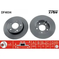 TRW Bromsskiva DF4034 fram, full, 1 Stycke