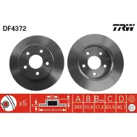 TRW Bromsskiva LUC DF4372 bak, full, 1 Stycke