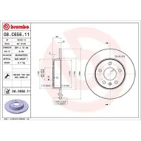 Brembo Bromsskiva 08C65611 bak, full, 1 Stycke