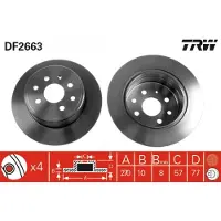 TRW Bromsskiva DF2663 bak, full, 1 Stycke