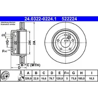 Ate Bromsskiva PowerDisc 24.0322-0224.1, 1 Stycke