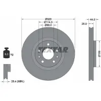 Textar Bromsskiva 92195403 fram, ventilerad, 1 Stycke