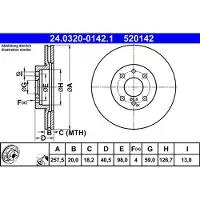 Ate Bromsskiva Power Disc 24.0320-0142.1, 1 Stycke