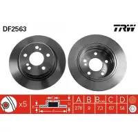 TRW Bromsskiva DF2563 bak, full, 1 Stycke