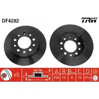 TRW Bromsskiva DF4282 bak, full, 1 Stycke