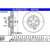 Ate Bromsskiva PowerDisc 24.0328-0136.1, 1 Stycke