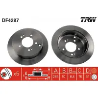TRW Bromsskiva DF4287 bak, full, 1 Stycke