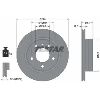 Textar Bromsskiva 92072403 bak, ventilerad, 1 Stycke