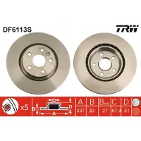 TRW Bromsskiva DF6113S fram, ventilerad, 1 Stycke