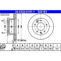 Ate Bromsskiva Power Disc 24.0322-0161.1, 1 Stycke