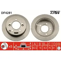 TRW Bromsskiva DF4281 bak, full, 1 Stycke