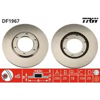 TRW Bromsskiva DF1967 fram, ventilerad, 1 Stycke