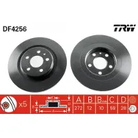 TRW Bromsskiva DF4256 bak, full, 1 Stycke