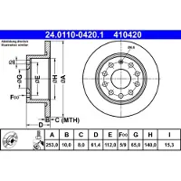 Ate Bromsskiva 24.0110-0420.1 bak, full, 1 Stycke