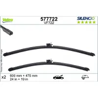 Valeo Torkarblad Silencio 577722, 600/475mm, Front, 2 Stycke