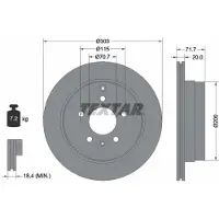 Textar Bromsskiva 92165503 bak, ventilerad, 1 Stycke