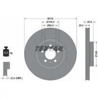 Textar Bromsskiva 92303303 fram, ventilerad, 1 Stycke