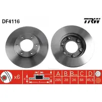 TRW Bromsskiva DF4116 fram, ventilerad, 1 Stycke