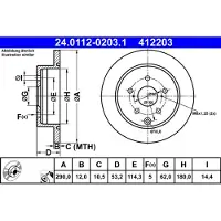 Ate Bromsskiva 24.0112-0203.1 bak, full, 1 Stycke