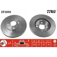 TRW Bromsskiva DF2658 fram, ventilerad, 1 Stycke